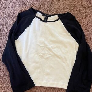 Forever 21 Black and White Raglan Long Sleeve Tee
